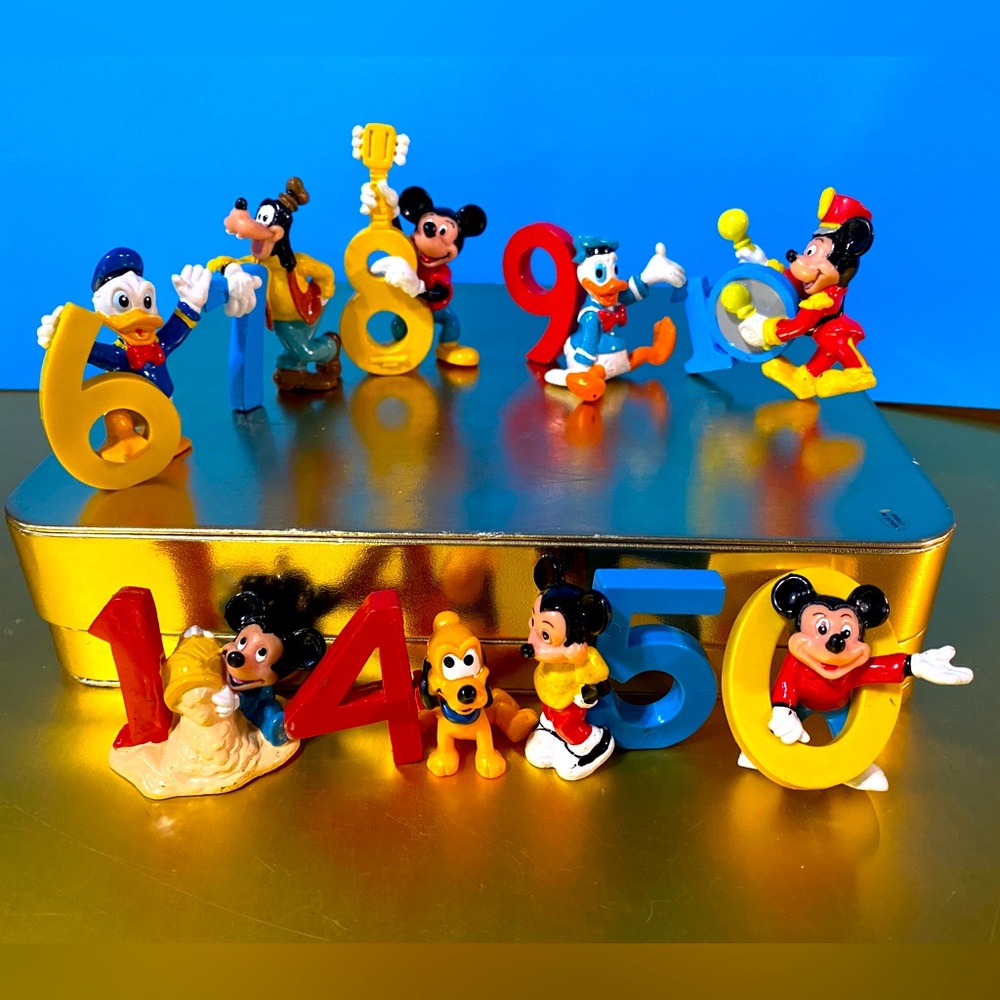 WALT DISNEY VTG 80’s MICKEY PLUTO GOOFY DONALD DUCK w/NUMBERS  APPLAUSE PVC TOYS